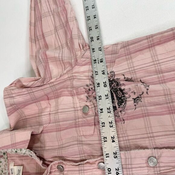 VTG Flowers Shirt Top Womens Large Y2K Western Pearl Snap Button Up Long Sleeve - Picture 7 of 8